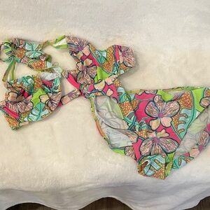 Unlisted Kids Swim Bikini - Pink and Green